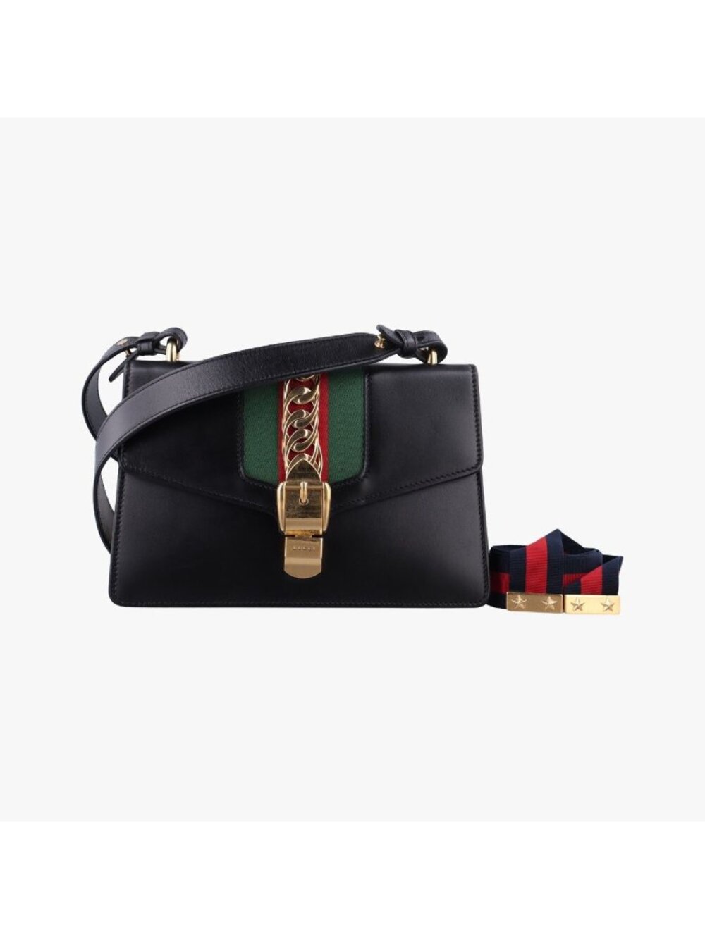 Gucci Sylvie Black Leather Shoulder Bag